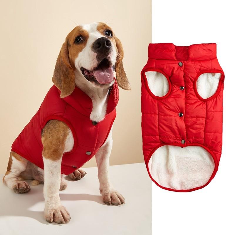 Button Winter Dog Vest With Integrated Keep Warm Fleece Back Zipper For Small Medium Dog