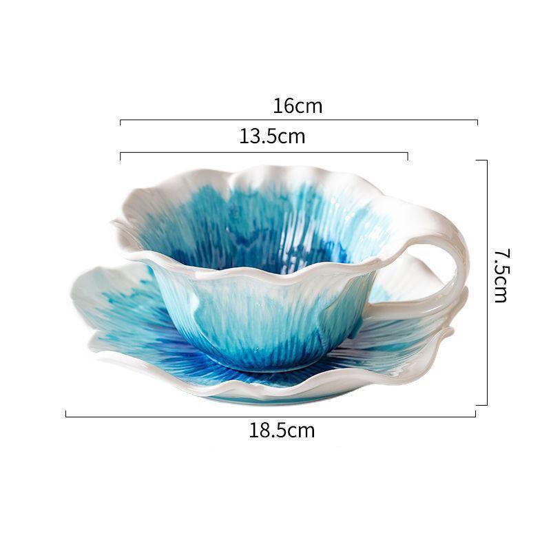 European Ceramic Flower Coffee Cup Butterfly Three-dimensional Relief Flower Mug Exquisite Afternoon Tea Flower Tea Coffee Cup
