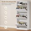 Narrow Shoe Cabinet, 3 Drop-Down Compartments, Adjustable Shelves, 12-18 Pairs, White
