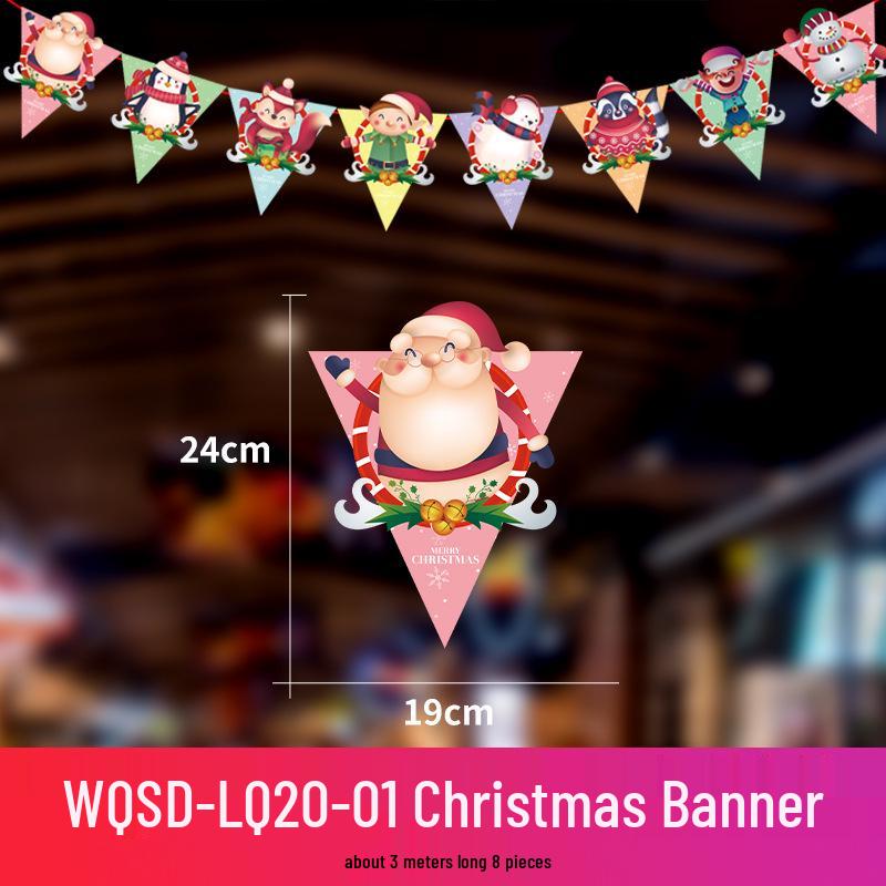24 Christmas Cartoon Store Paper Bunting Flags for Festive Atmosphere