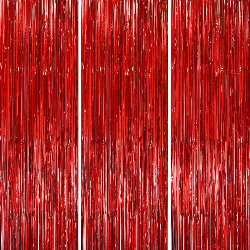 3 Pack 3.3x8.2 Feet Gold Foil Fringe Backdrop Curtains, Tinsel Streamers, Fringe Backdrop for 2025 New Years Eve, Graduation, Birthday, Baby Shower,