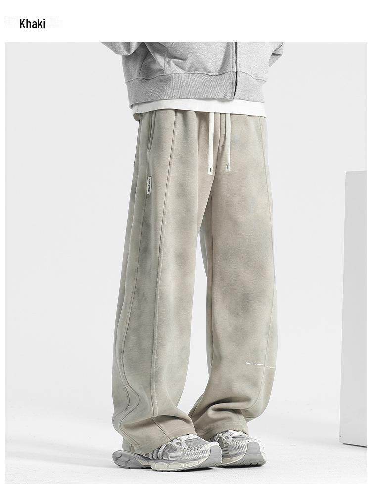 Men's American-Style Loose-Fit Wide-Leg Sweatpants for All Seasons