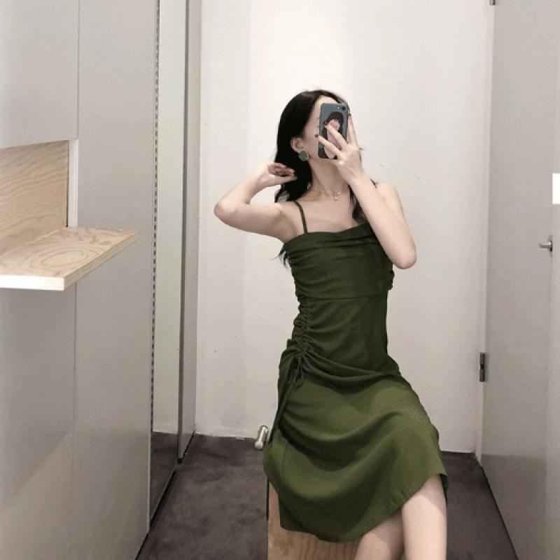 Buy Fashion Casual Summer Avocado Green Dress Super Fairy Retro Sling Dress  Fairy Long Sexy Party Dress at affordable prices  free shipping, real  reviews with photos  Joom