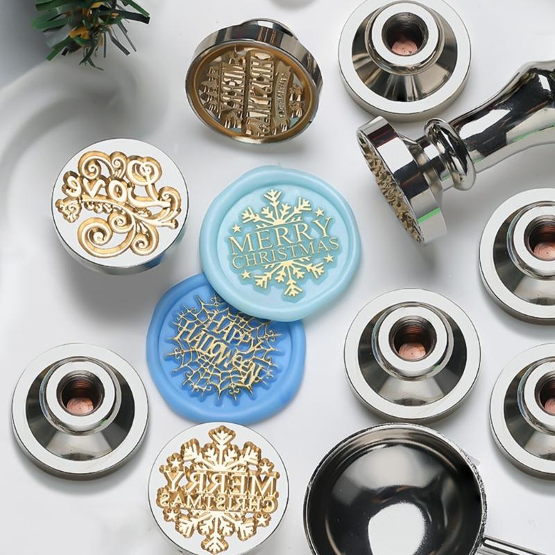 5Pcs Butterfly Rose Embossed Seal Stamp Replaceable Seal Stamp Head for Letter Envelope Christmas Card Party Invitations