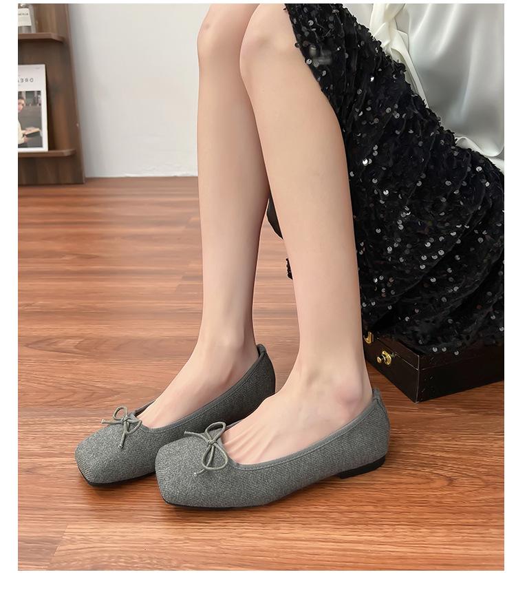 Grape Mother Spring New French Flat-soled Single Shoes Women's Comfortable Outer Wear Shallow Mouth Women's Shoes Bow Soft-soled Casual Shoes