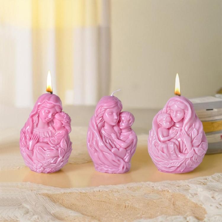 Creative Silicone Molds Mother and Child Candle Figures Moulds Silicone Texture Perfect for Candle Crafting Enthusiasts