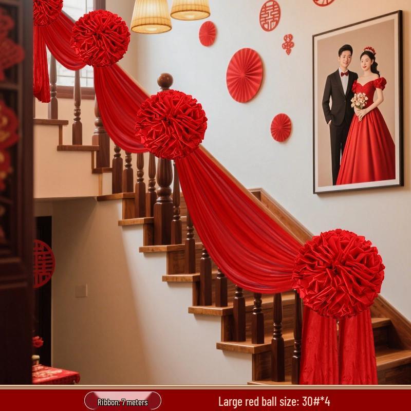 Large Red Hydrangea Wedding Decoration Set for Stairs and Rooms