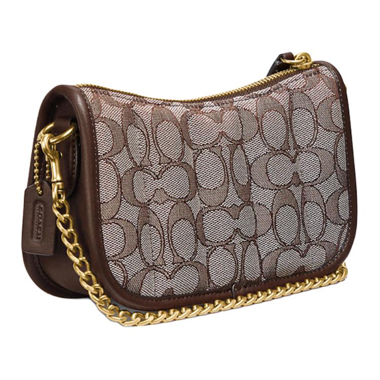 Coach Swinger 20 Catena con Cerniera Tela Monogramma Classica Con Tracolla in Pelle Borsa a Spalla da Donna Marrone C5418-B4S0M