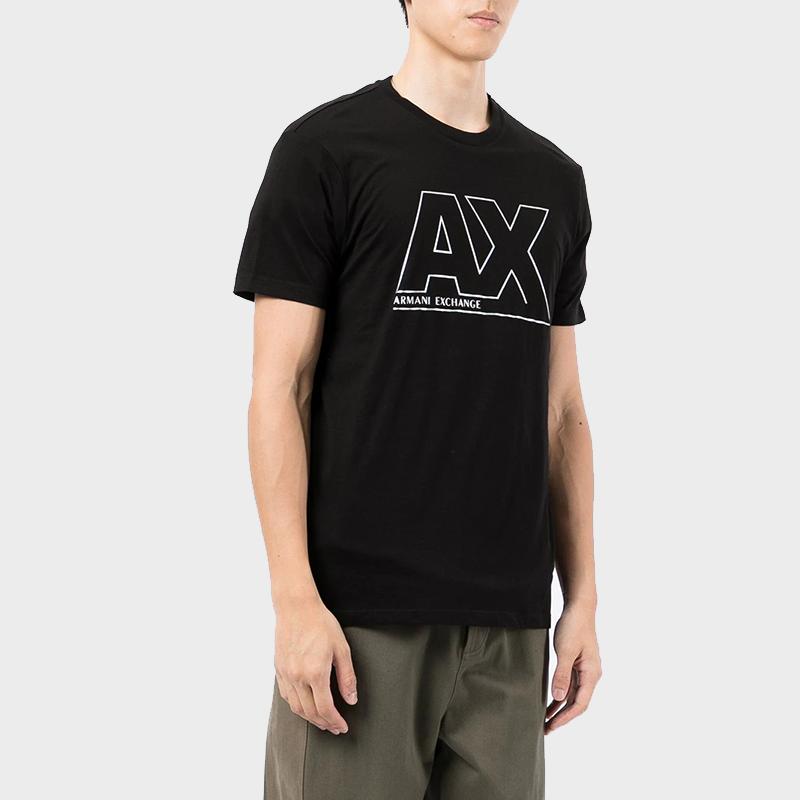 Armani Exchange Letter Logo Cotton Crew Neck Short Sleeve T-Shirt Men T-Shirts Black 6KZTFA-ZJBVZ-1200