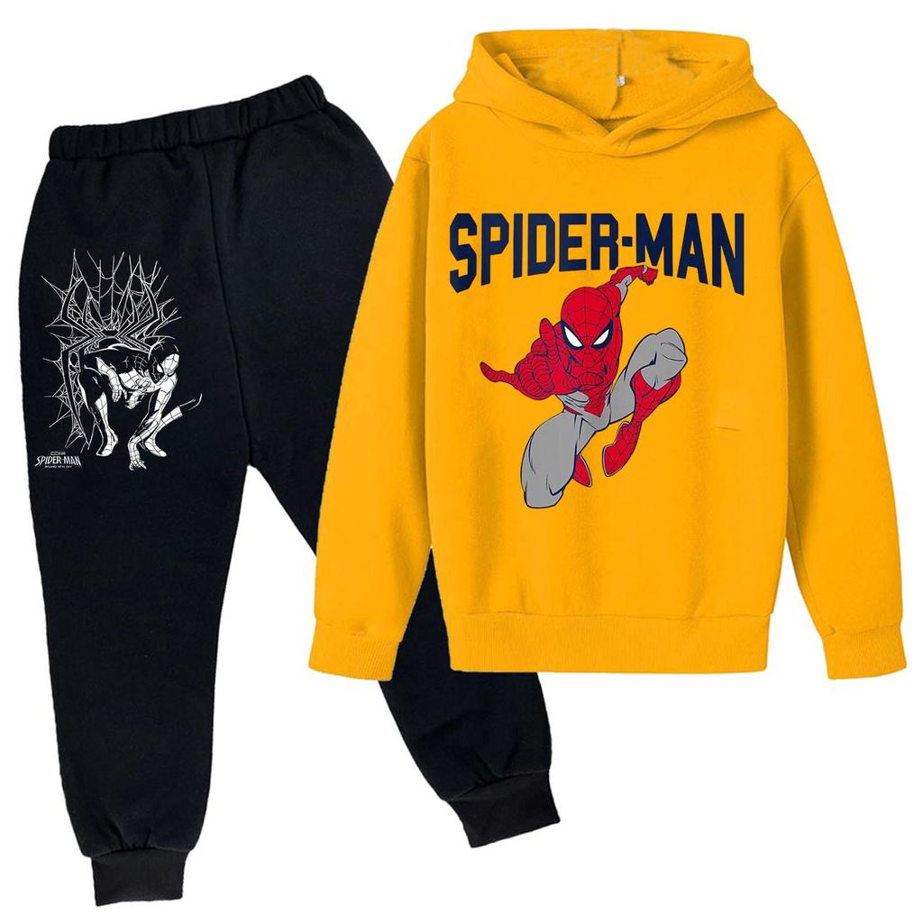 Kids Printed Hoodie and Sweatpants Set Long Sleeve Loose Fit Pullover Outfit for Boys and Girls