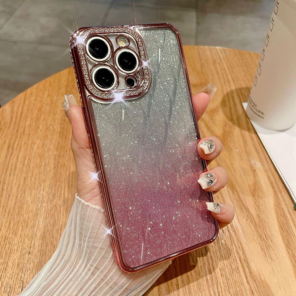 Suitable for Apple 15ProMax Phone Case with Gradient Glitter and IPhone14 Electroplated Anti-drop Case