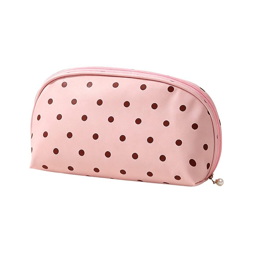 Water-Resistant Underwear Storage Bag Divided Compartments Polka Dot Lingerie Organizer Case Zipper Closure Bra Storage Case