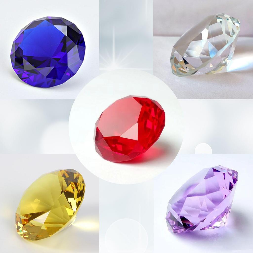 Shantia Crystal Diamond Cut 100mm High High Perfect As a or Treat Multicolored Transparent Paperweight, Quality, Sparkling, Shiny, Clarity,