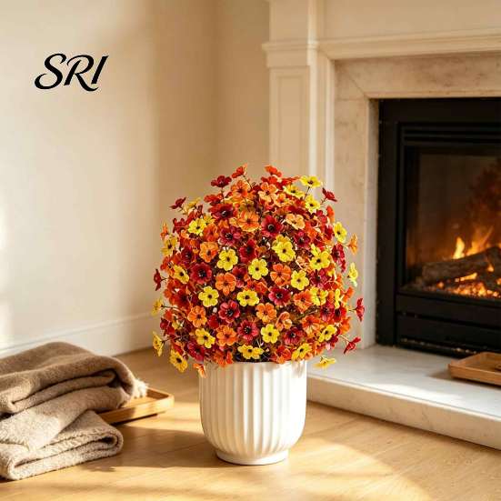 Elegant Artificial Flowers for Events Fall Topiary Ball Flowers, Mums Plants Tree, UV Resistant Outdoor with Fake Home Decor Spike, Plants,