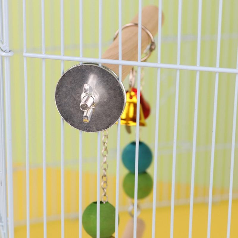 Parrot Cage Hammock Swing Colorful Beads Swing Standing Supplies Wooden Bridge with Bells Parrot Standing Supplies
