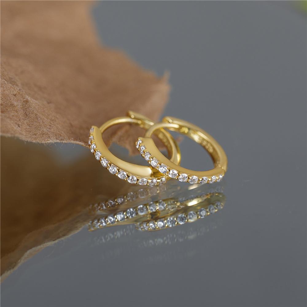 Trendy Simple Gold Plated 925 Sterling Silver Hoop Earrings for Women Wedding Engagement or Anniversary Party Gift