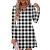 Women's Fashion Plaid V-Neck Long Sleeve Dress