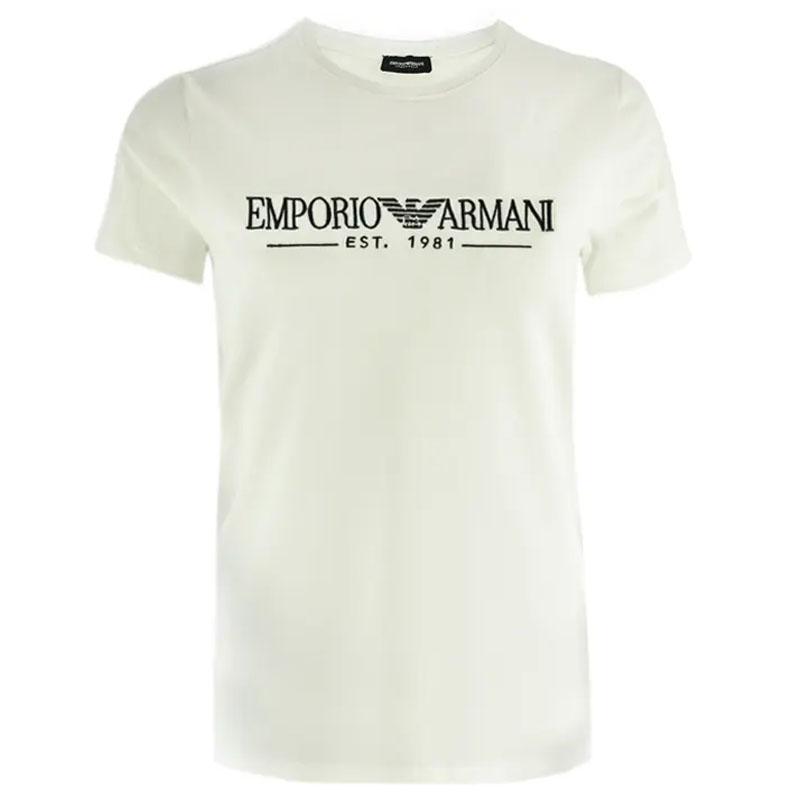 Emporio Armani Logo Round Neck Short Sleeve T-Shirt Women tops Off-White EW000408-AF10881-U1131 XS