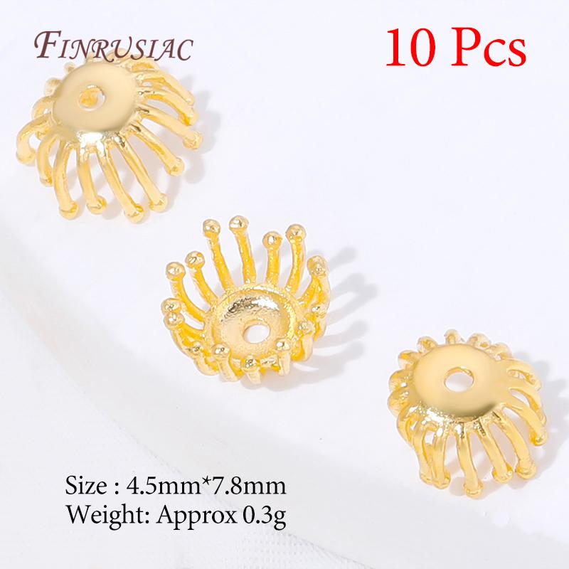 Multiple Styles 18K Gold Plated Beads Caps For Jewelry Making,Brass Flowers Caps For Bracelets DIY Accessories,Tassel End Cap