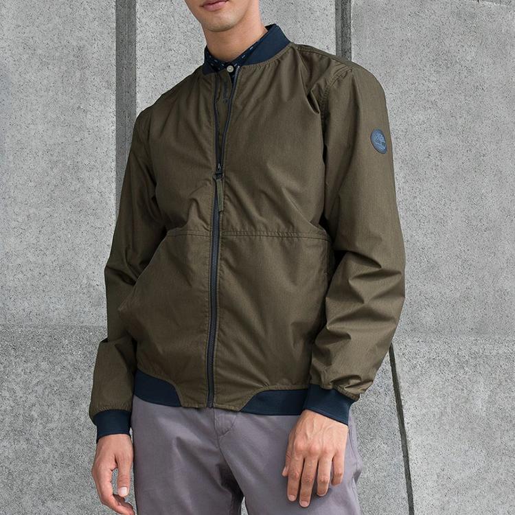 Timberland Jackets Men's Army Green Baseball Collar Moderate Pilot A29S9A58