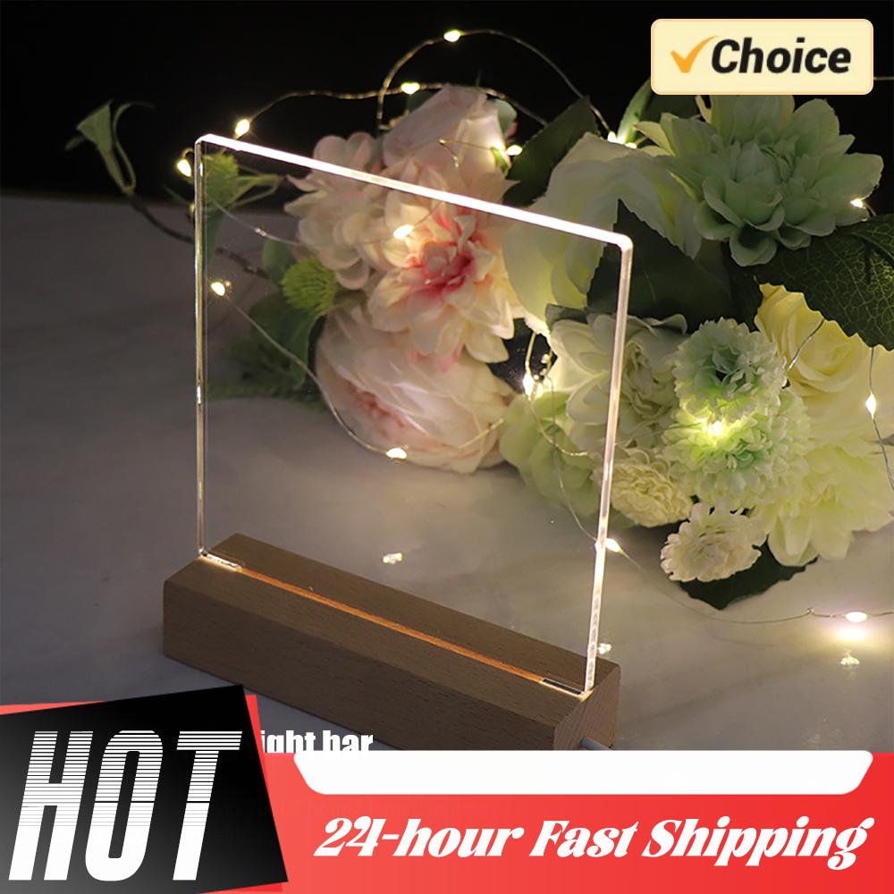 1-5 Stück LED Holzlicht Display Kristall Holzleuchtende Basis Ständer Acryl Lichtplatte Basis USB Holzbasis für Harzkunst Lichter