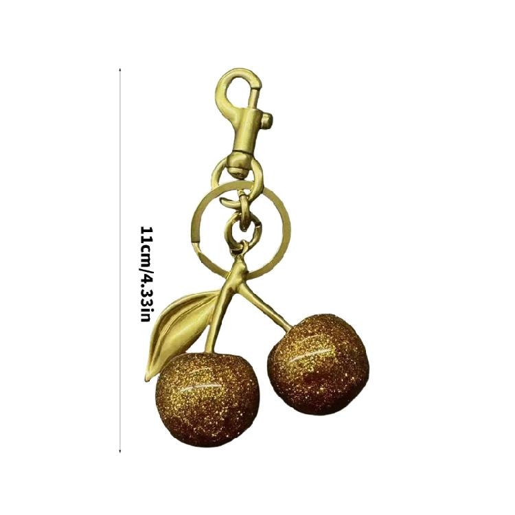 Cherry Bag Pendant Everyday Use Keyring for Ladies Fruit Shape Key Ring Jewelry Decoration for Phones and Wallets