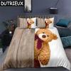 Teddy Bear Pattern Bedding Set Simple Bedspread Pillowcase Cartoon Home Textile Children Adult Bedroom Decoration