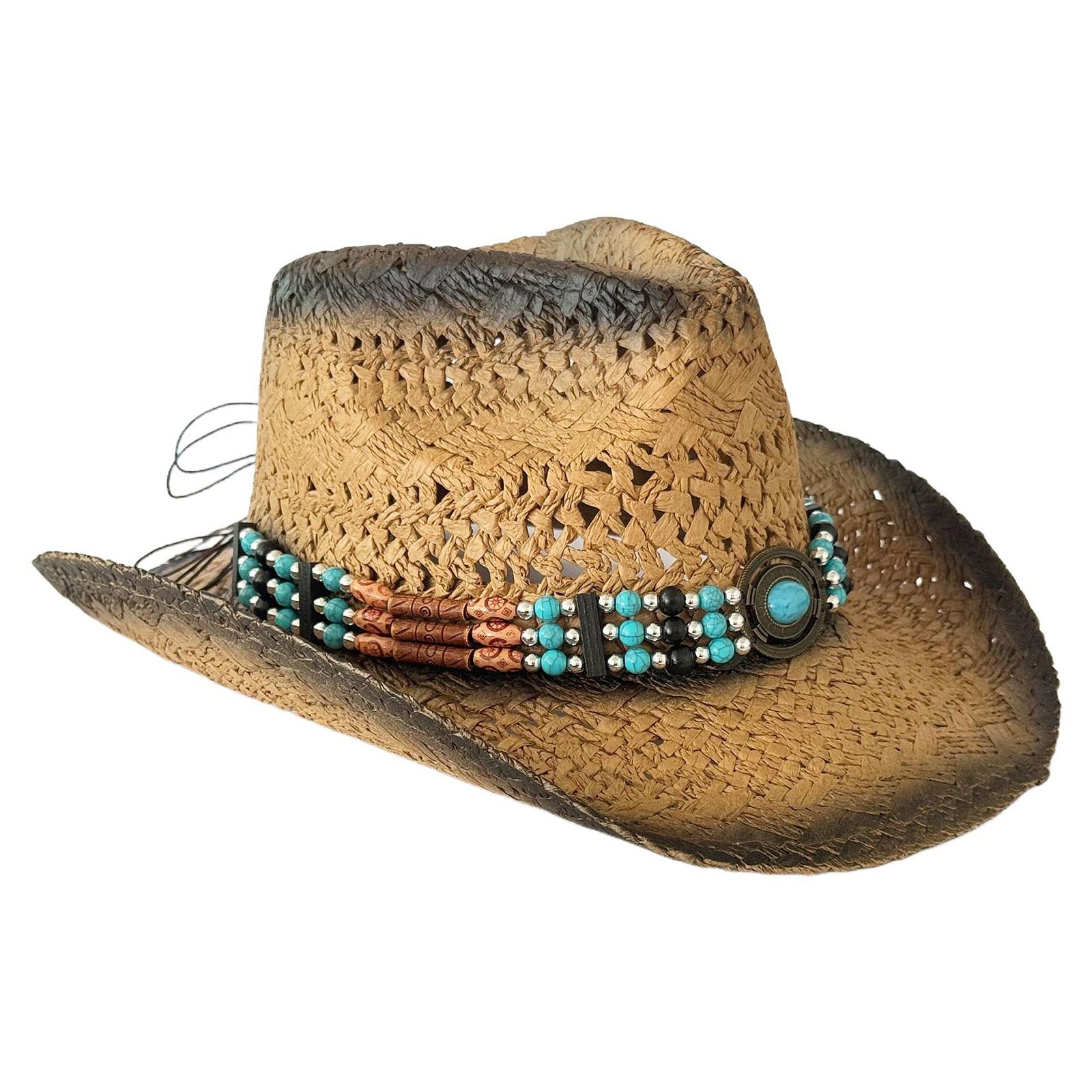 

Stylish Straw Western Hat Adjustable Straw Hat Vacation Travel Styles Hat for Fashionable Outdoor хаки