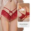 Women's Plus Size Lace Thong Panties - Transparent Open C-String