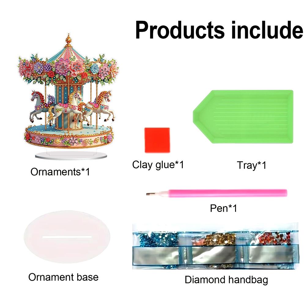 2D/Flat DIY Table Top Diamond Painting Ornament Kits Acrylic Diamond Painting Desktop Decorations for Home Office Desktop Decor