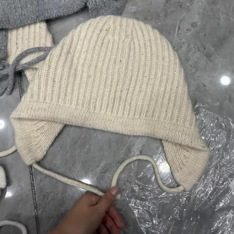 Heavy Industry Personalized Sequins Skinny Ear Protection Rabbit Hair Knitted Hat Women's Autumn and Winter Casual Versatile Plush Wool Lei Feng Hat