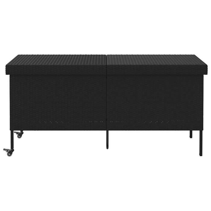 VidaXL Garden Storage Box and Wheels Black Woven Resin, Outdoor Storage Box, Cushion Storage 4103831