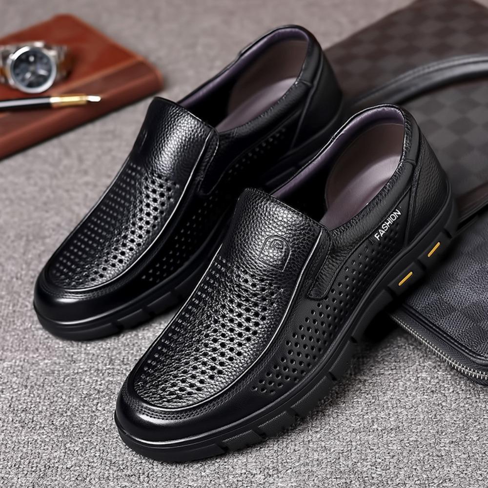 

Mens Leather Sandals Comfortable Soft Sole Breathable Shoes for Middle Aged Dad Genuine Cowhide 37