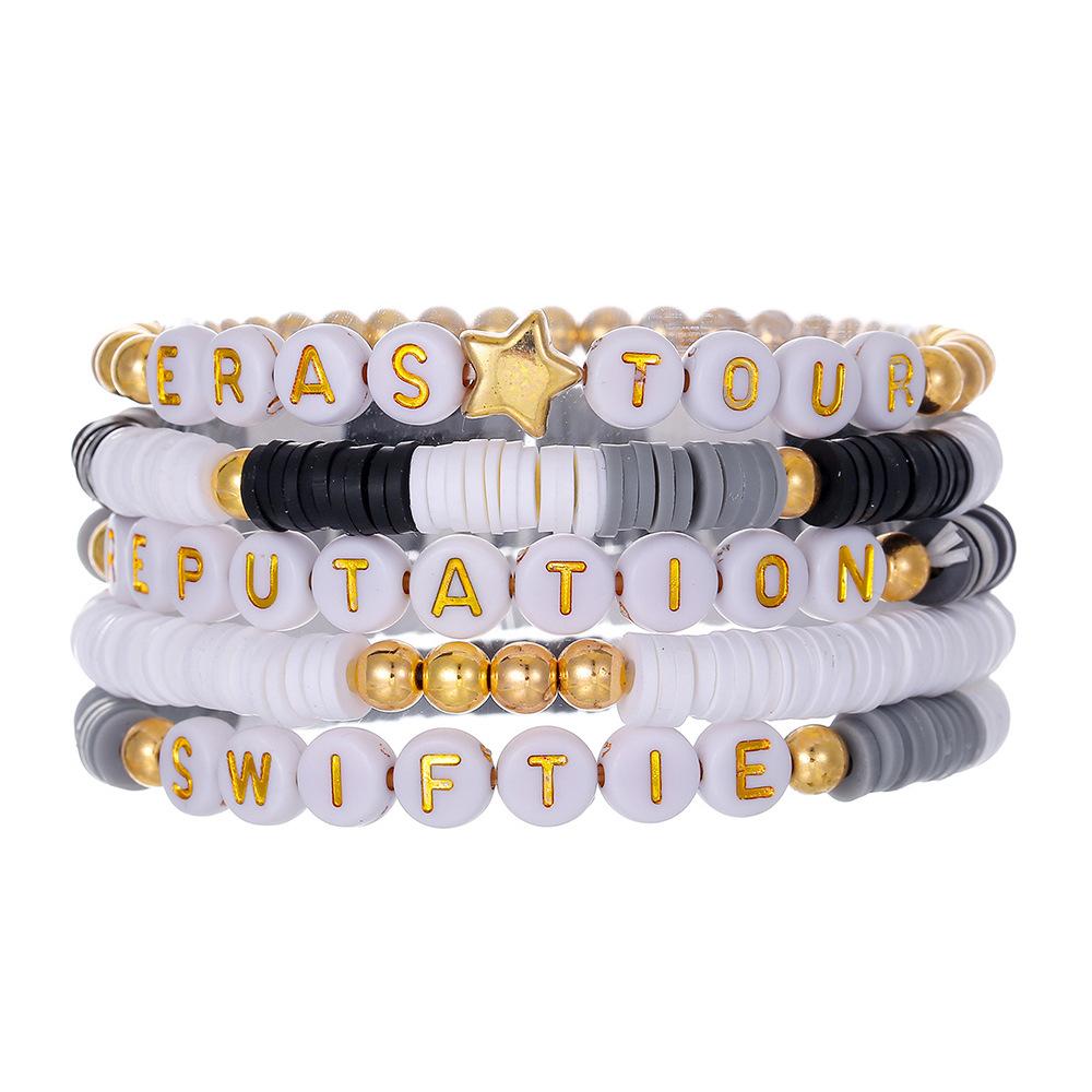 Mixed Color Elastic Soft Pottery Bracelet Love Tai Chi Yin Yang Soft Pottery Bracelet Friendship Couple Stacked Bracelet