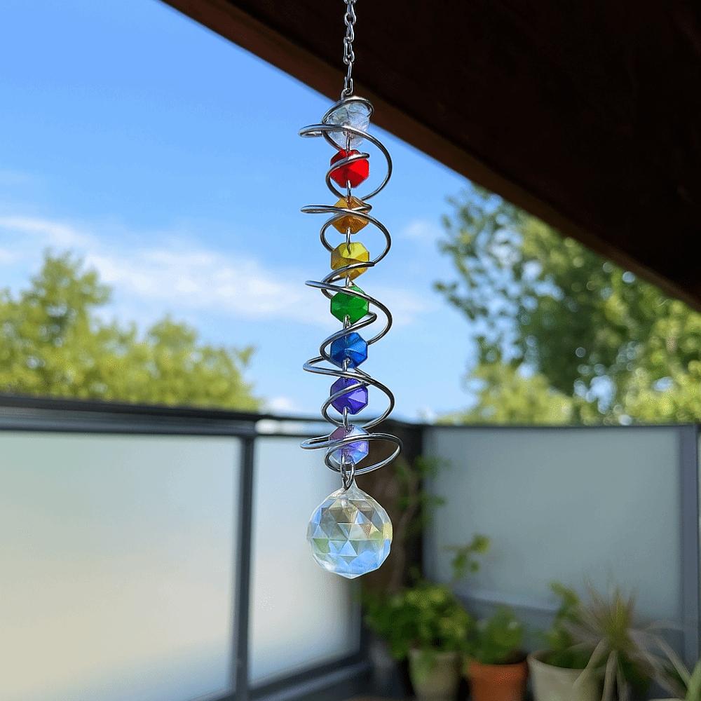 Creative 3D Crystal Rotate Sun Catcher Hangings Decorative Sun Catcher Wind Chime Colorful Rainbow Maker Window