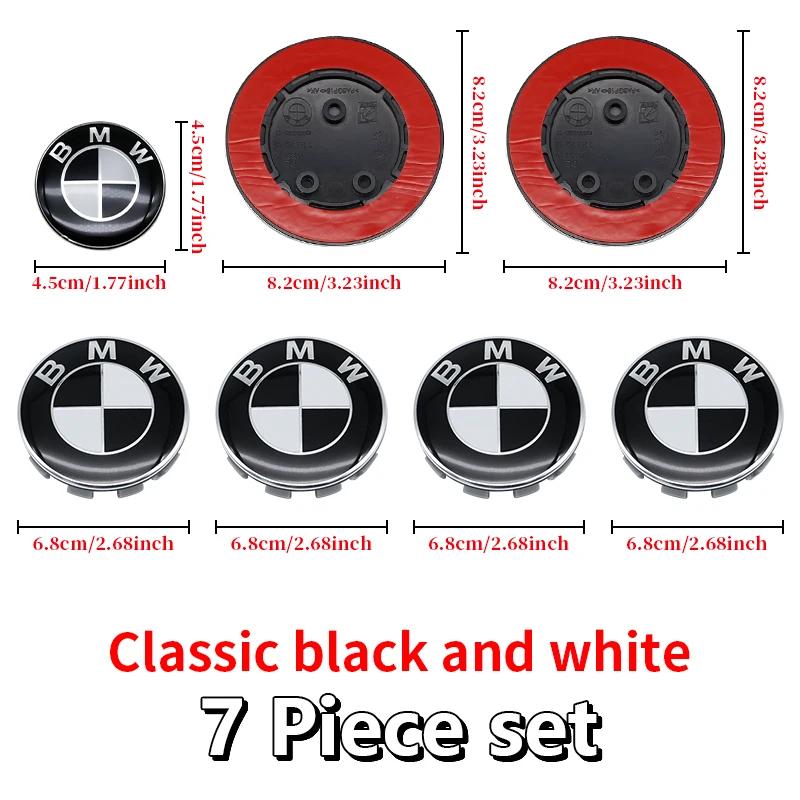 For BMW M 7Pcs Black White Car Front Hood Emblem For BMW X1 X2 X3 X4 Wheel Hub Caps Badge X5 X6 F48 F39 F10 F30 G11 E60 G01 E84 E83 Auto JG8