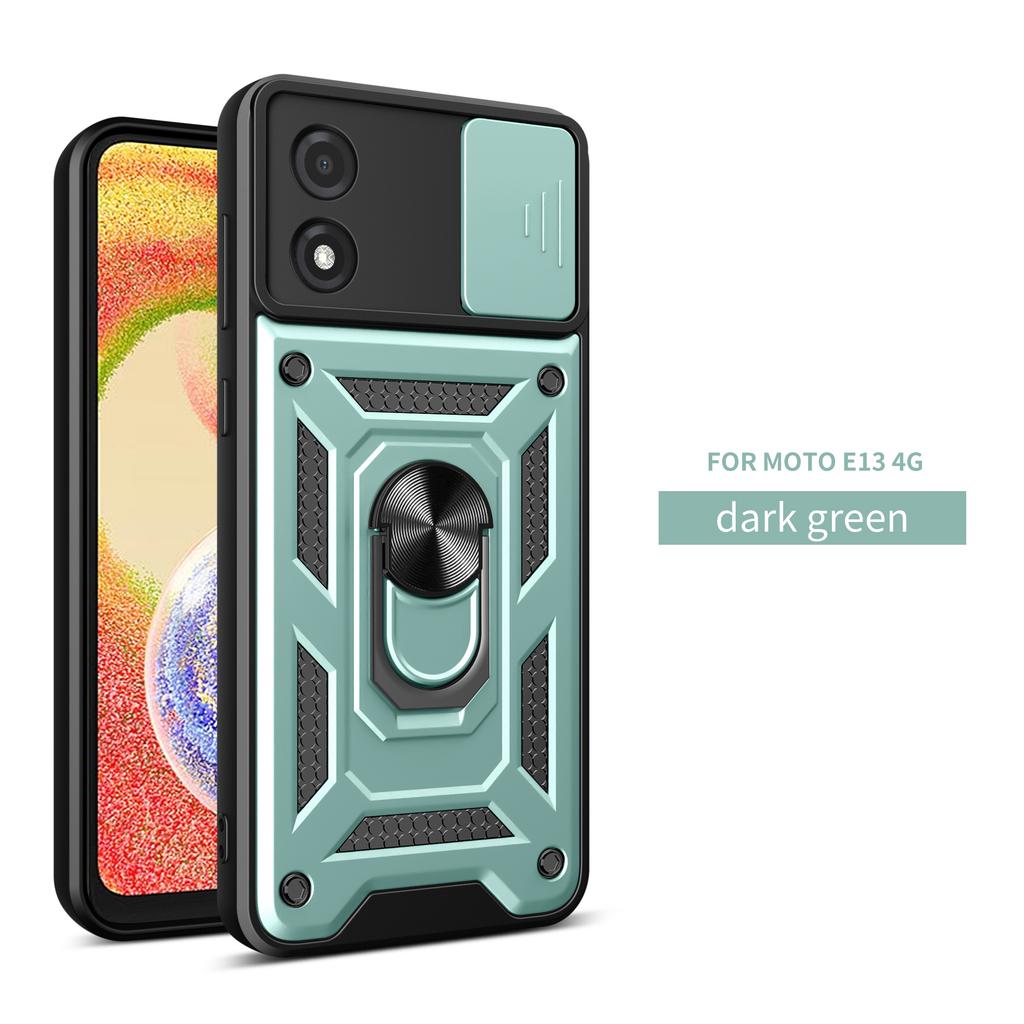 Para Capa Motorola E13 Moto E20 E30 E40 E22 i E14 E15 Capa Suporte com Anel Magnético Capa de Celular Blindada Protetor de Câmera Deslizante Capa Traseira