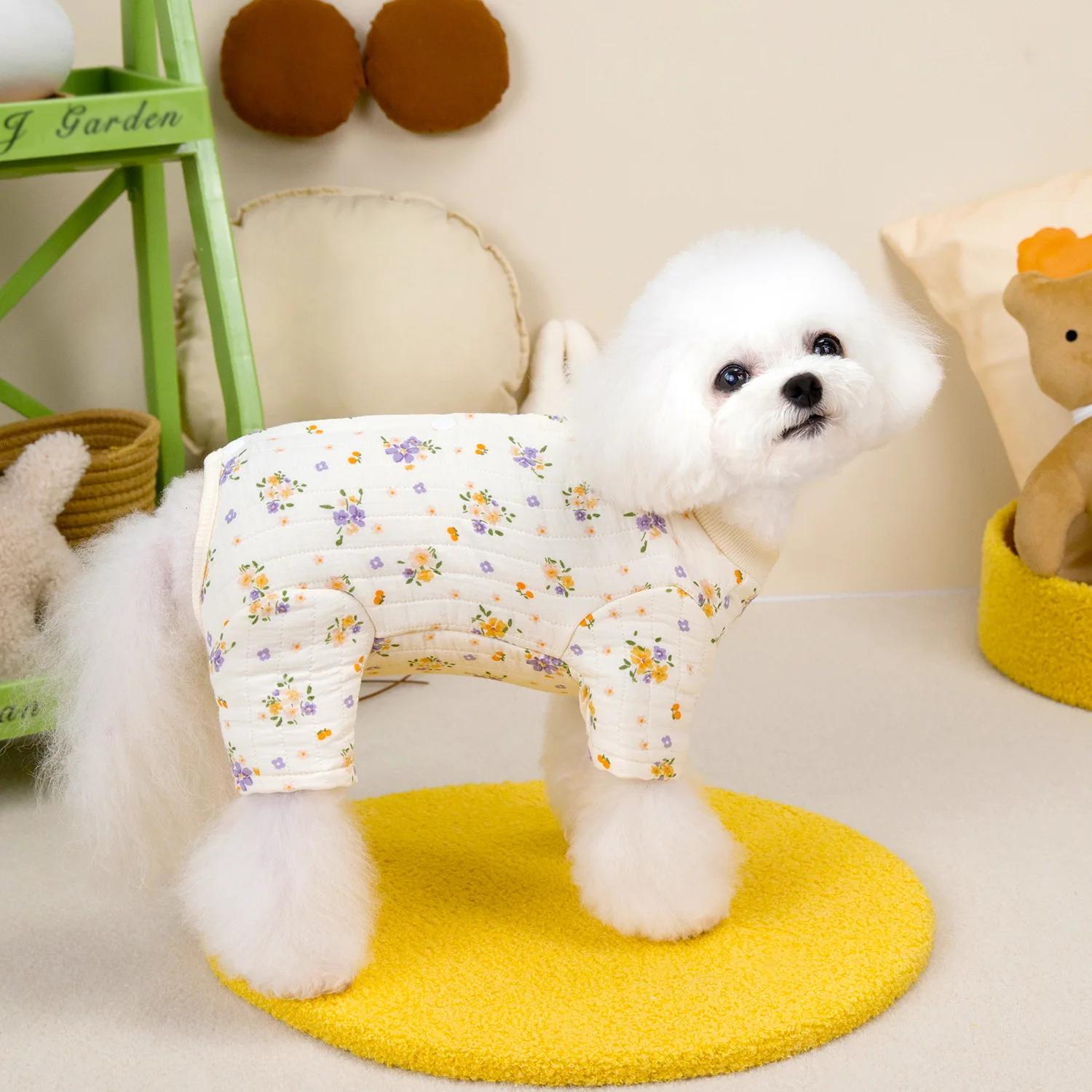 

Комбинезон для собак на осень и зиму, хлопковые штаны с четырьмя ножками для тепла, маленькие домашние собаки, домашняя пижама с четырьмя ножками XXL