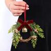 Velvet Bow Christmas Wreath Metal Bell Xmas Tree Hanging Ornaments Vintage Door Garland  Indoor