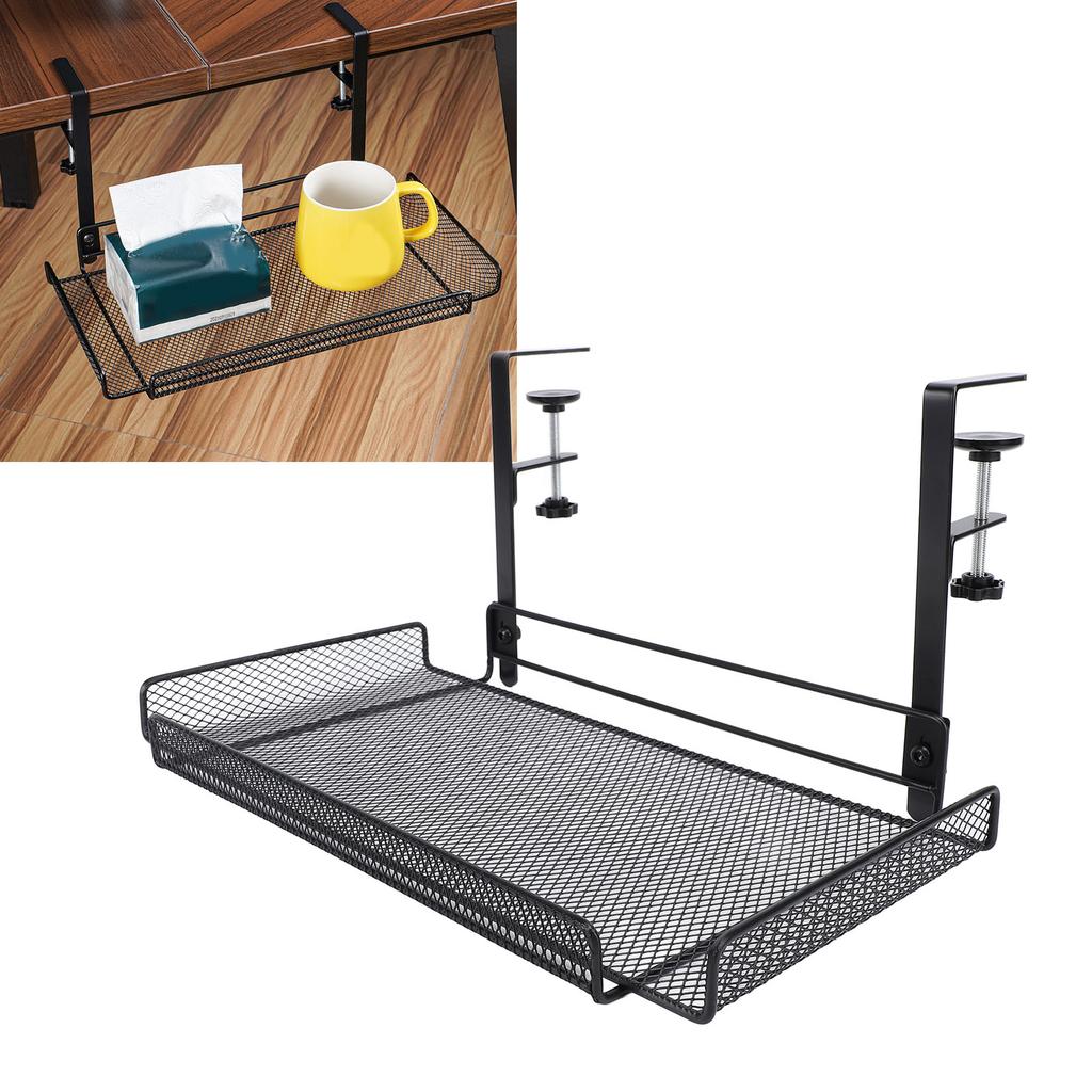 Under Desk   Clamp On Storage Shelf Basket Cable Management Tray for Wire Router Power Strip
