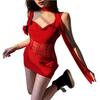 Design sense sexy pure desire swinging collar suspender dress women's red fashionable waist thin bag dress women's clothing