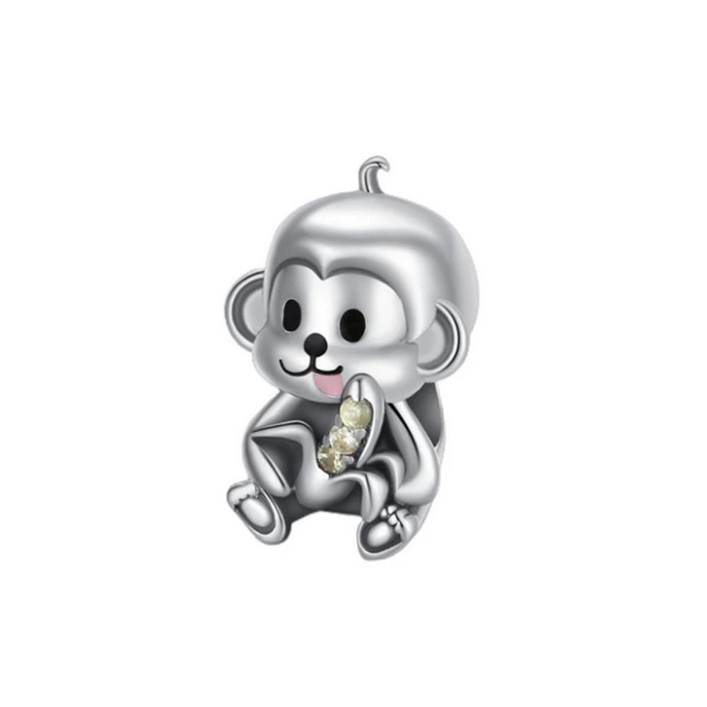 Cute Cartoon Animal Charms 925  Silver Dragon Bear Dog Quirky Funny Pendent Metal DIY Beads Necklace Bracelet Creativity