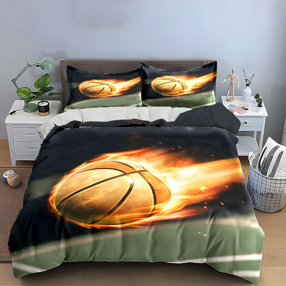 Basketball Art Decor Set Soft Comfortable Duvet Cover Bedding Set Included 1*Duvet Cover & 2*Pillowcases, Gift