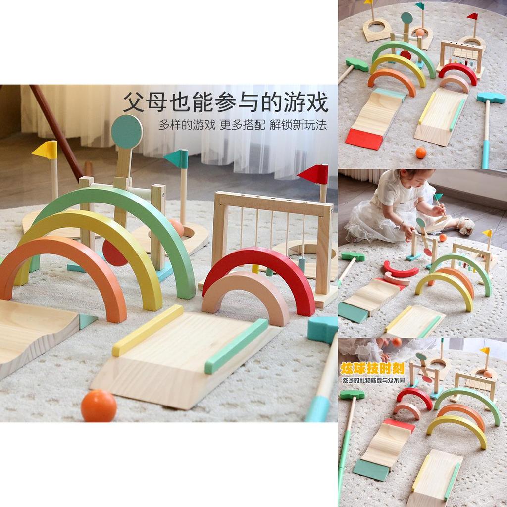 Ahşap Mini Golf Oyuncak Seti Çocuklar İçin Denge Oyunu ile İç Mekan Dış Mekan Oyunu