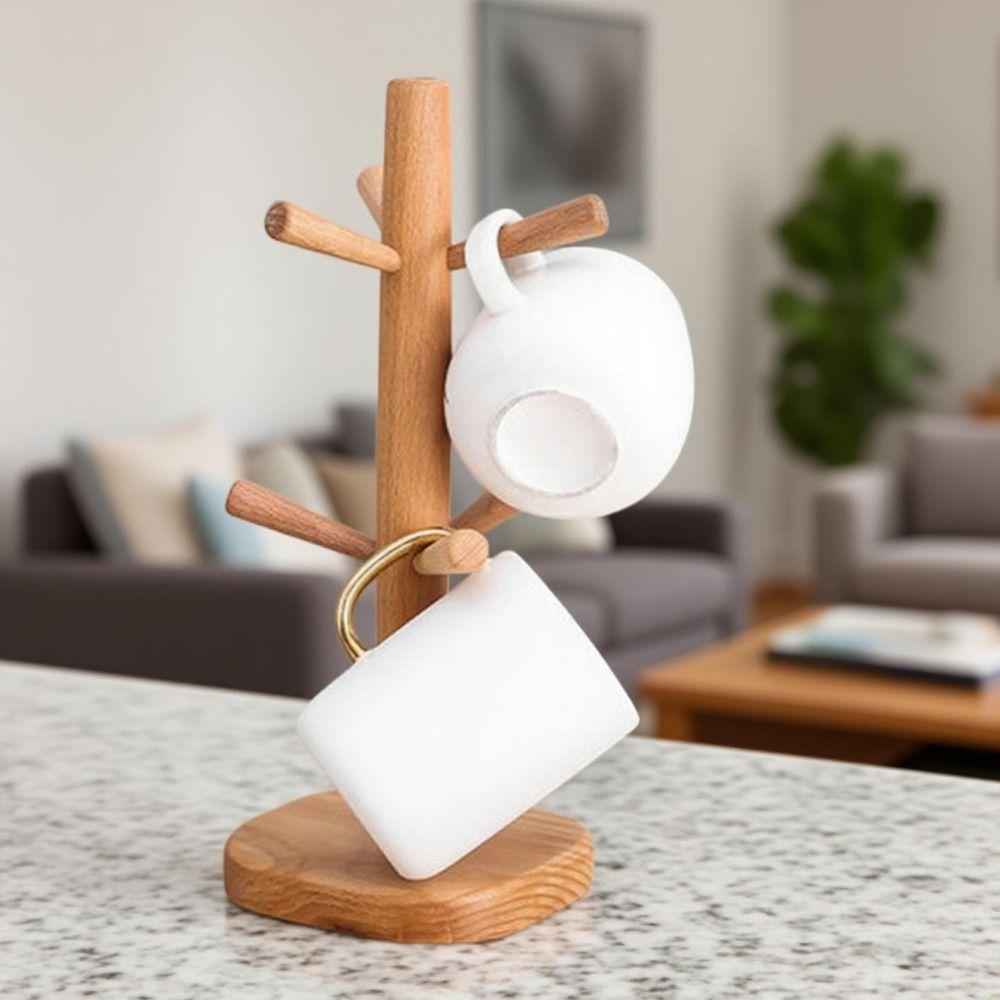 Tree Shape Mug Hanging Display Rack 6 Hooks Tabletop Drinkware Shelf  Countertop Display