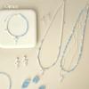 Aquamarine Artificial Broken Silver Beaded Bow Necklace Temperament Gentle Collarbone Chain Small Fresh Necklace