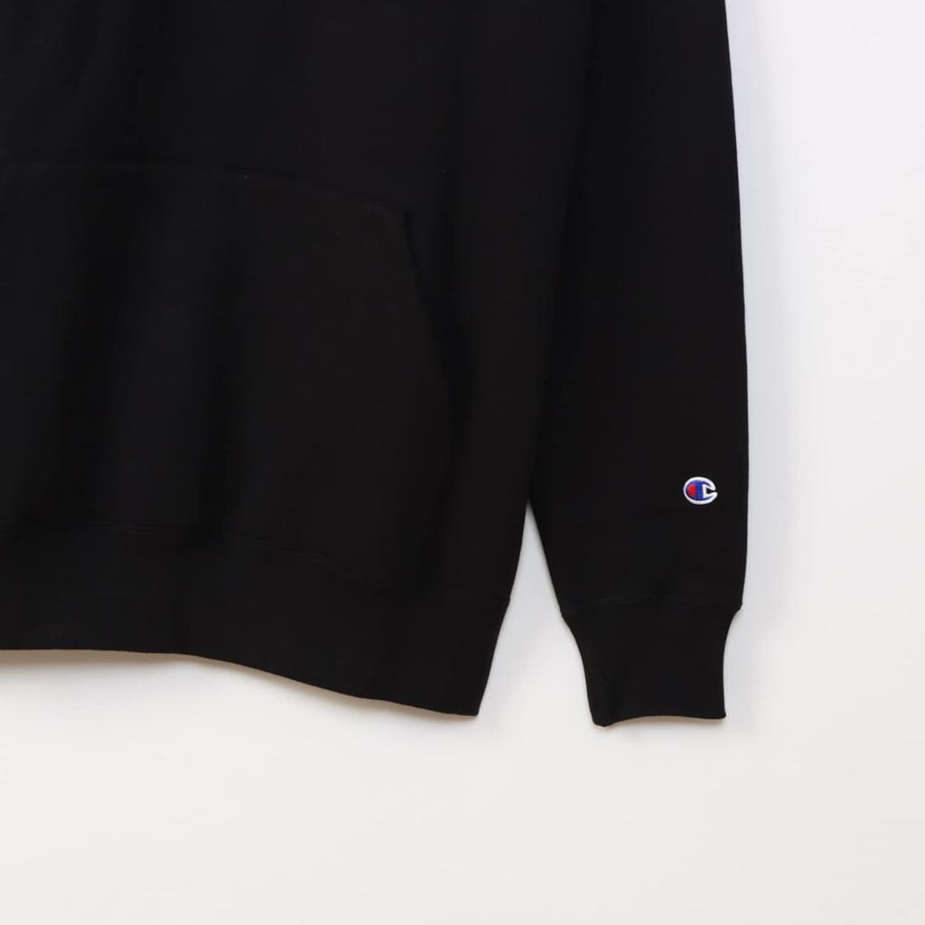 Champion Long Sleeve Hooded Sweatshirt with Men's One-Point Logo, Black, C3-W105Z