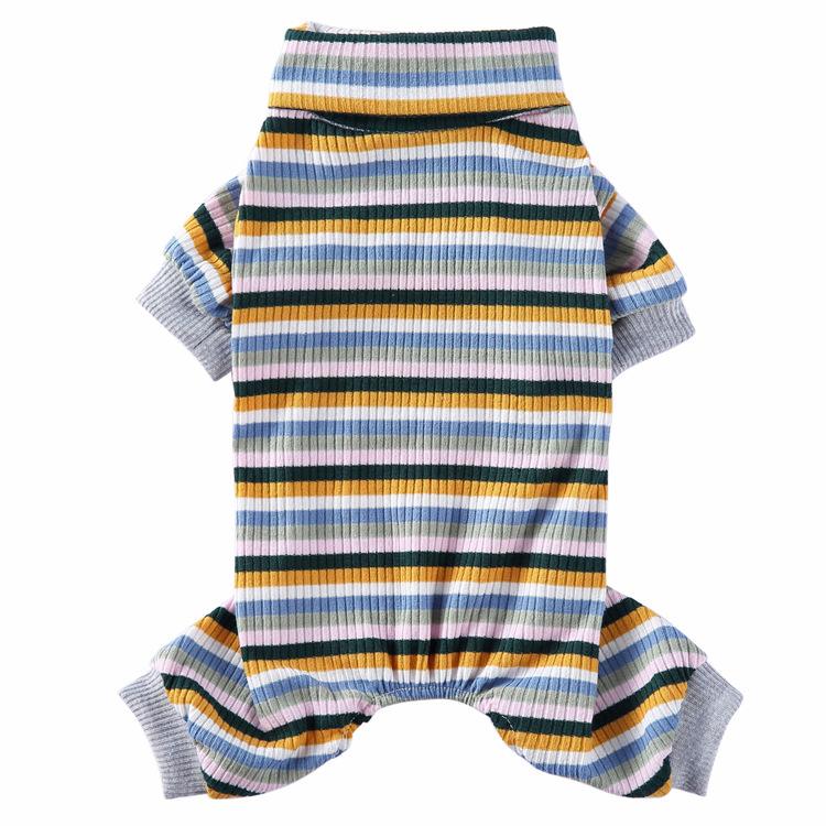 Roupas para animais de estimação roupas para casa listrado roupas para cães pijamas de gola alta roupas para cães de estimação roupas de quatro patas