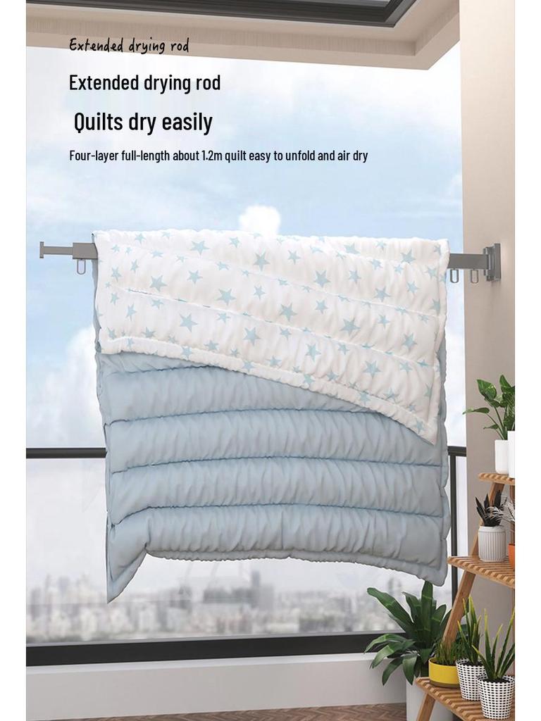 Wall-Mounted Retractable Aluminum Clothes Drying Rack for Balconies and Dorms