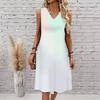 Plus Size V Neck Sleeveless Dress Creek Side Tree Shade Watercolor Print For Courtyard Leisure Time